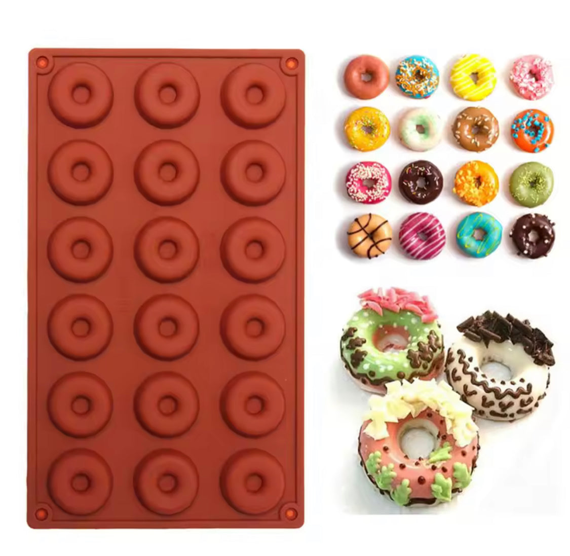Mini Silicone Donut Chocolate Molds, 18 Grids 3D Silicone Donuts Molds, Pastry Decorating Molds Mini Silicone Donut Chocolate Molds, 18 Grids 3D Silicone Donuts Molds, Pastry Decorating Molds